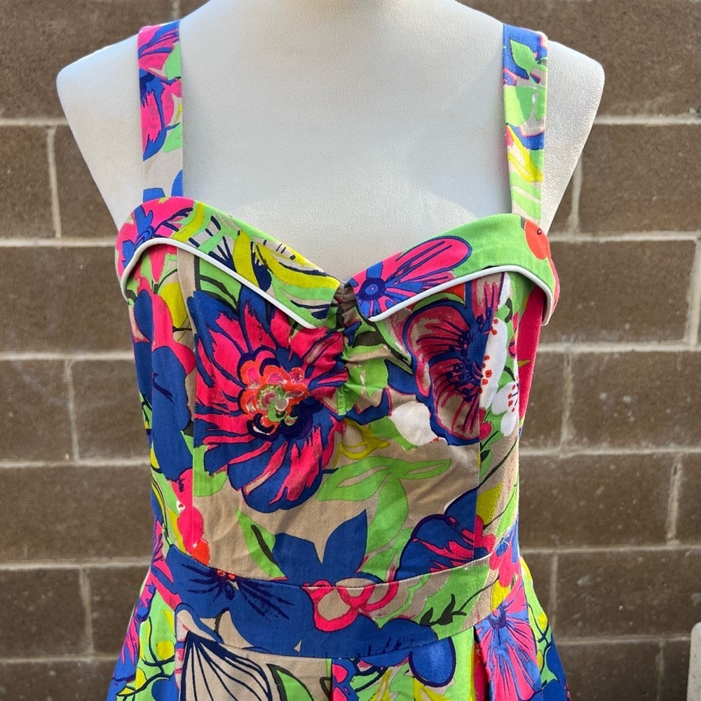 BEACH BASH By Art & Tatyana Floratina Floral Fit & Flare Mini Dress Size Medium - Picture 3 of 12